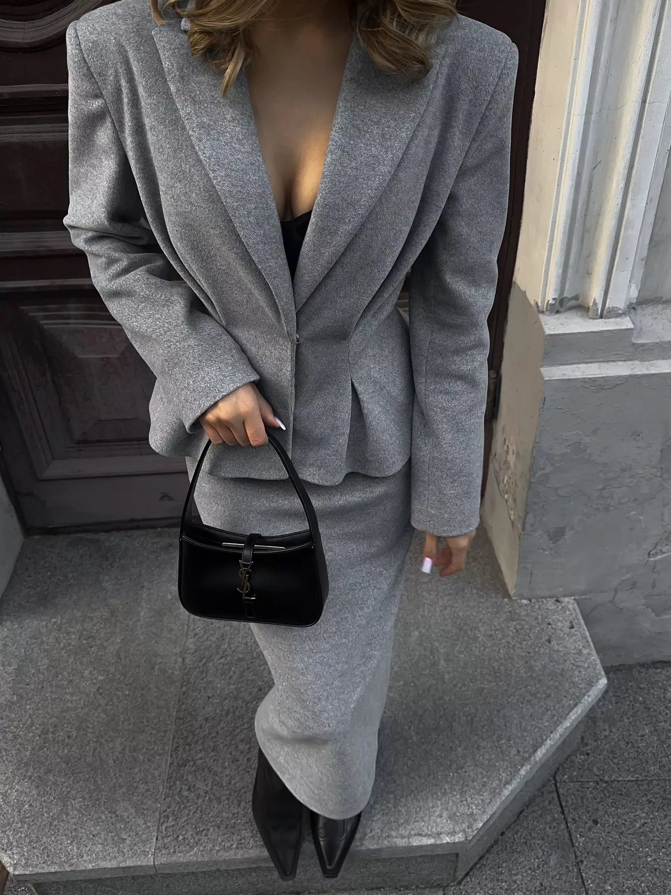 Peplum Blazer and Skirt Set