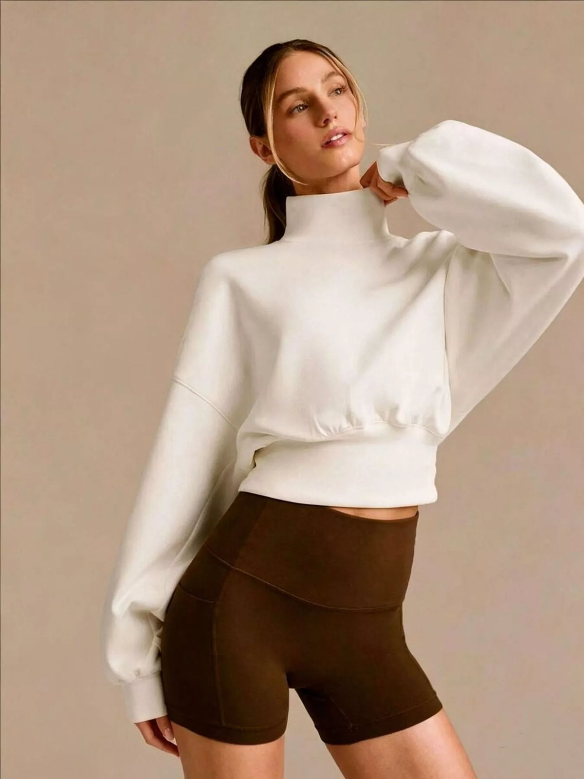 Turtleneck Dropped Shoulder Sweatshirt
