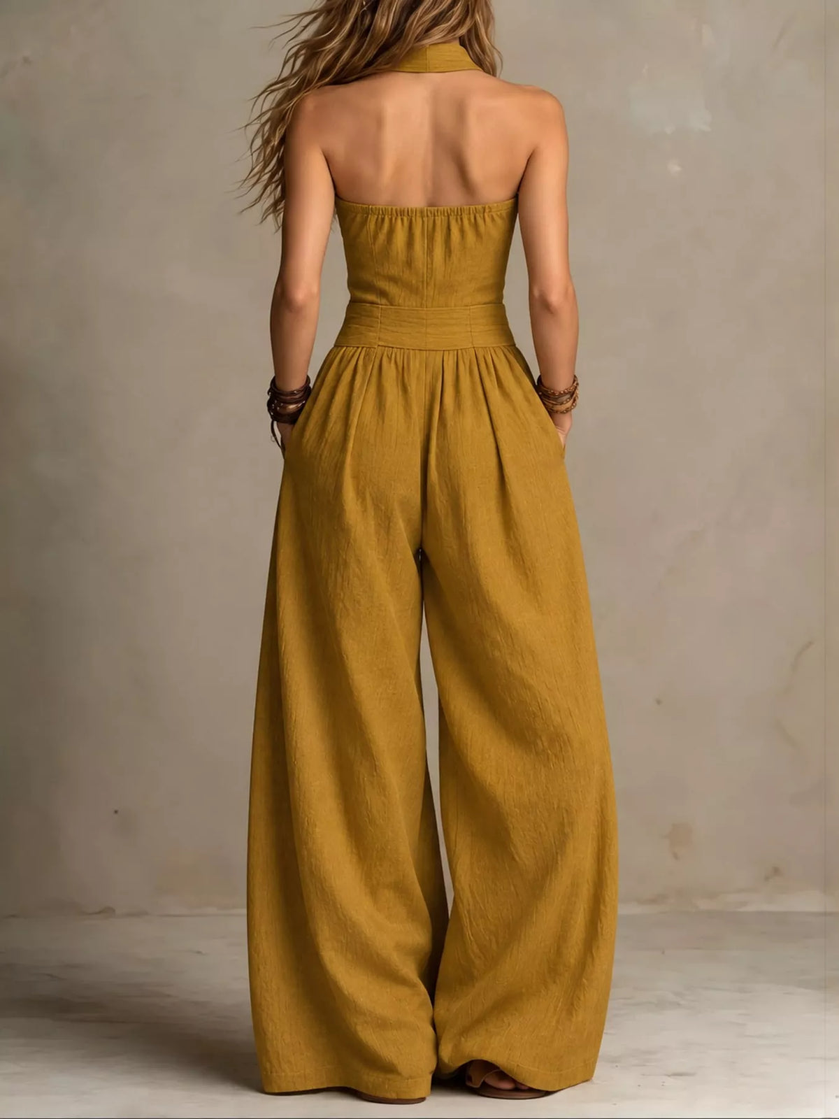 Full Size Halter Neck Wide-Leg Jumpsuit Plus Size