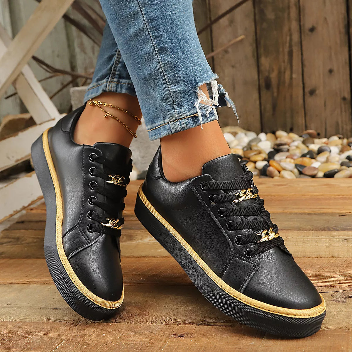 Round Toe Platform Sneakers