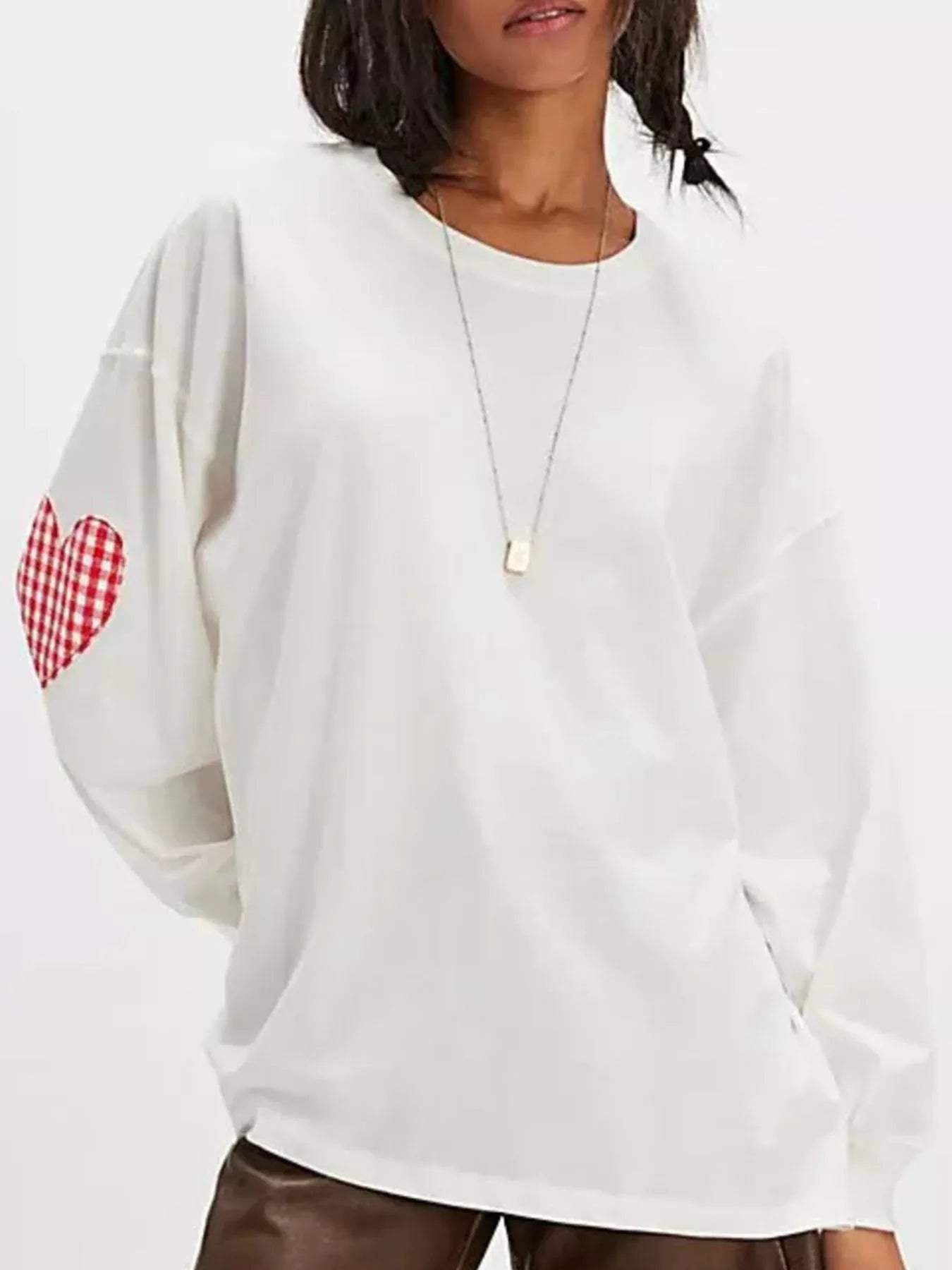 Heart Patch Long Sleeve Sweatshirt