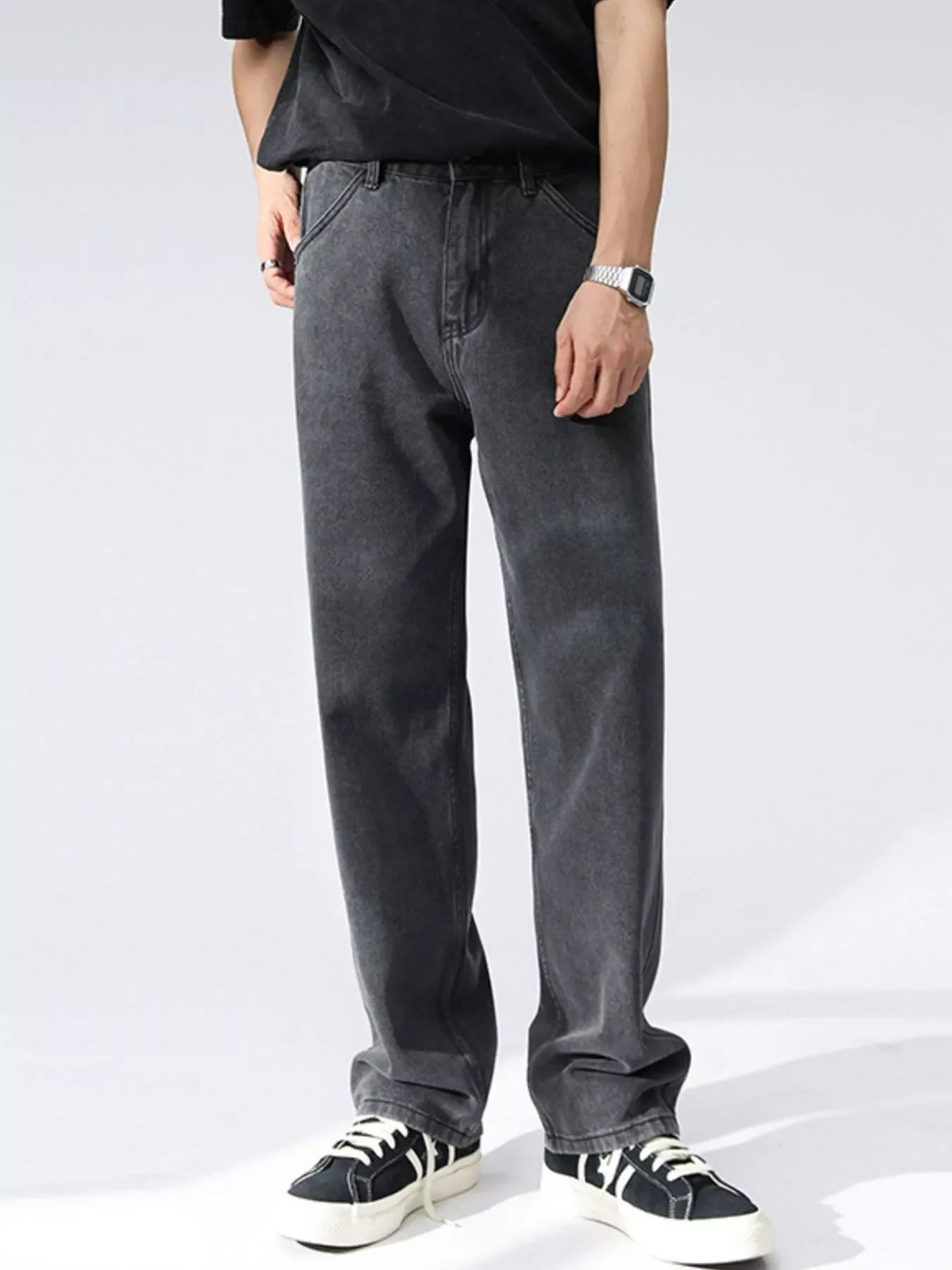 Men's Wash Relaxed Fit Wide Leg Jeans