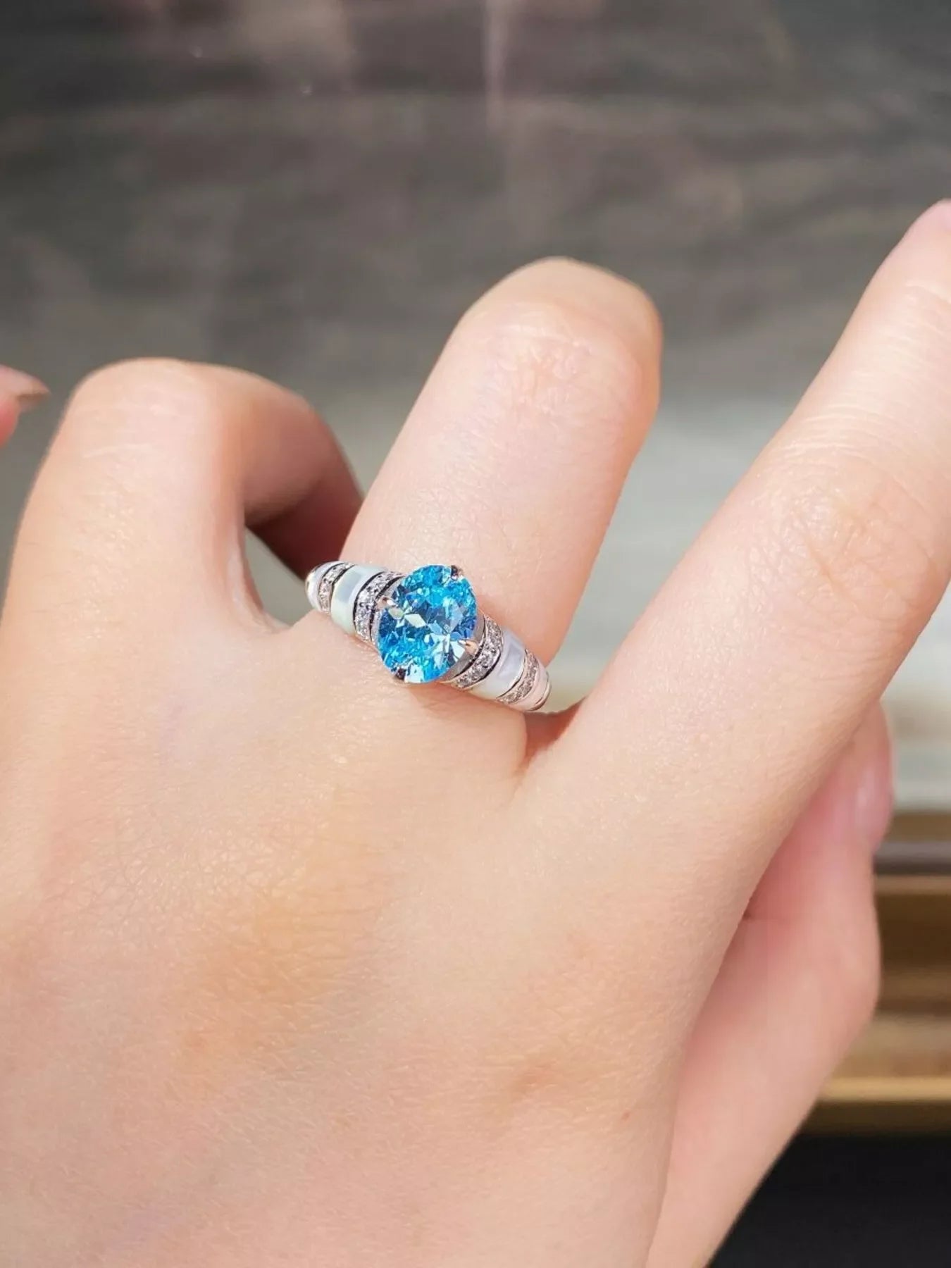 925 Sterling Silver Zircon Geometric Ring
