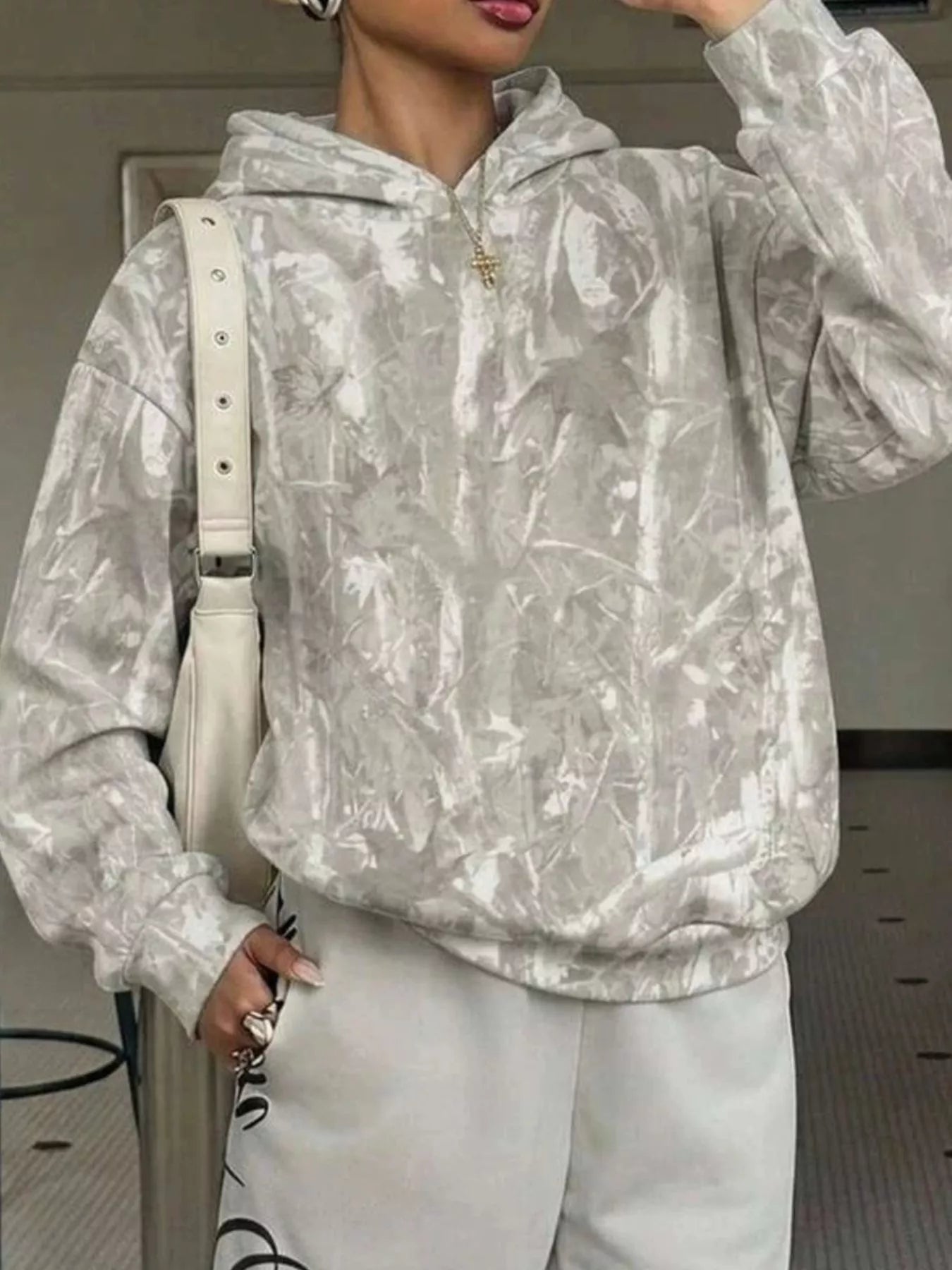 Leopard Dropped Shoulder Hoodie