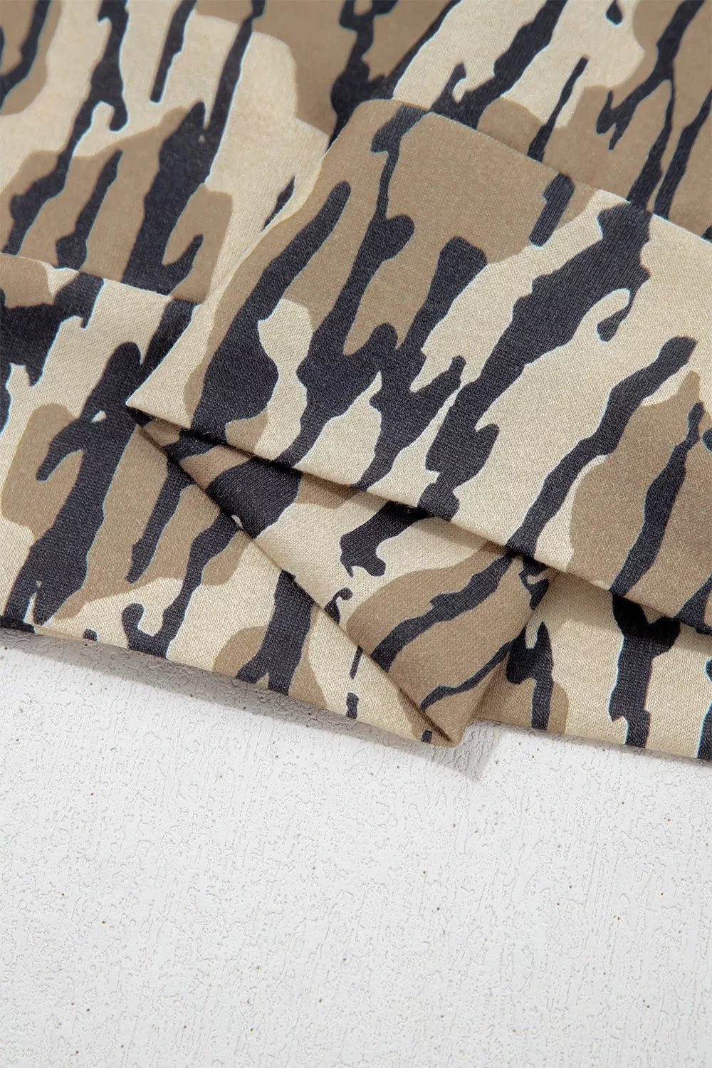 Camouflage Zipper Collar Front Pocket Sweatshirt