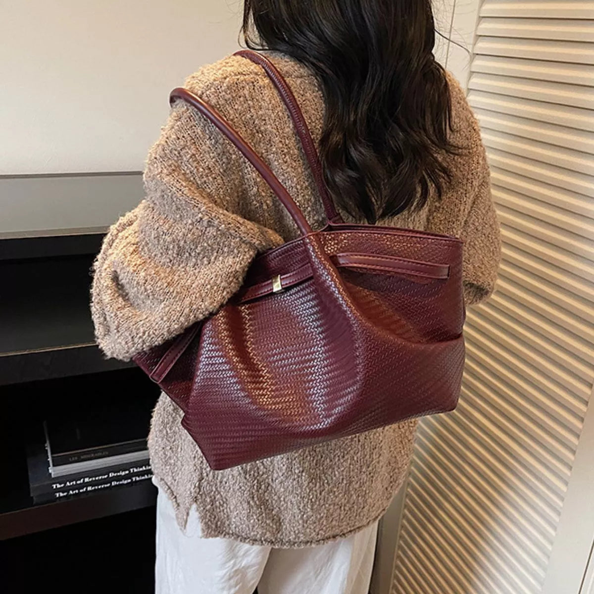 Textured Leather Shoulder Bag