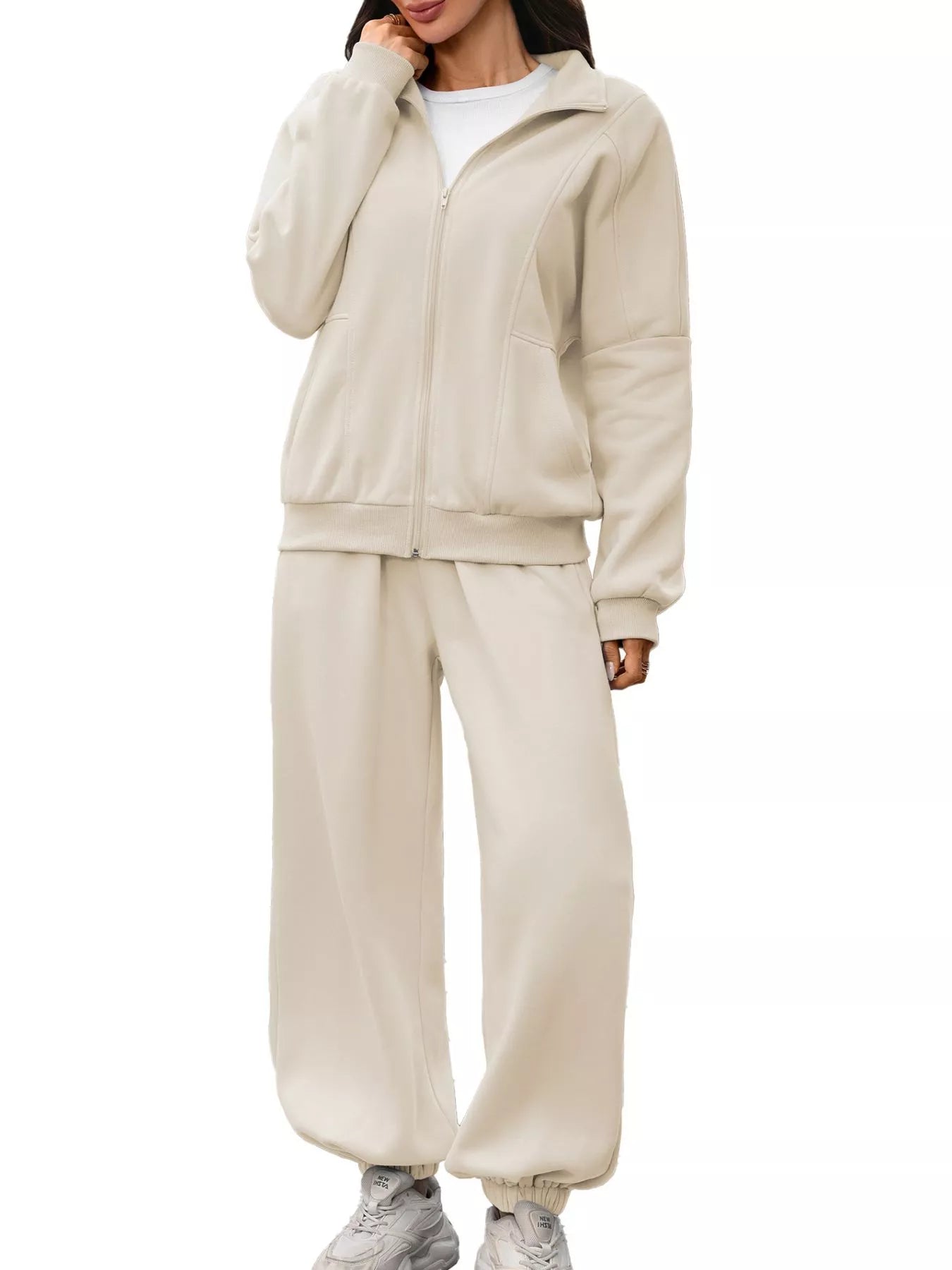 Zip-Up Long Sleeve Top and Pants Set