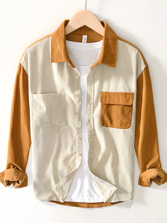 Men's Color Block Button Up Shirt