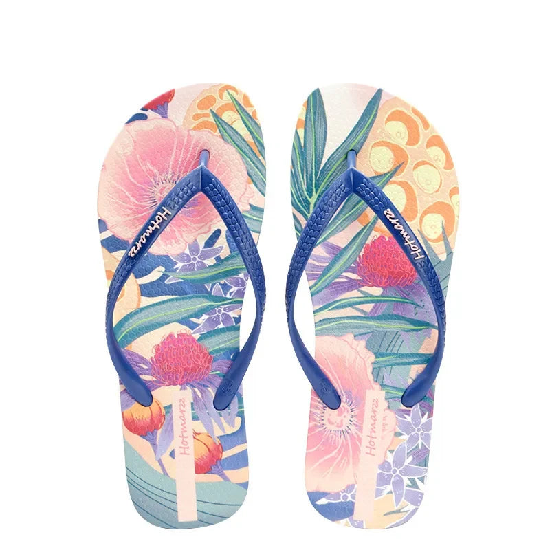 Printed Toe Post Flats Sandals