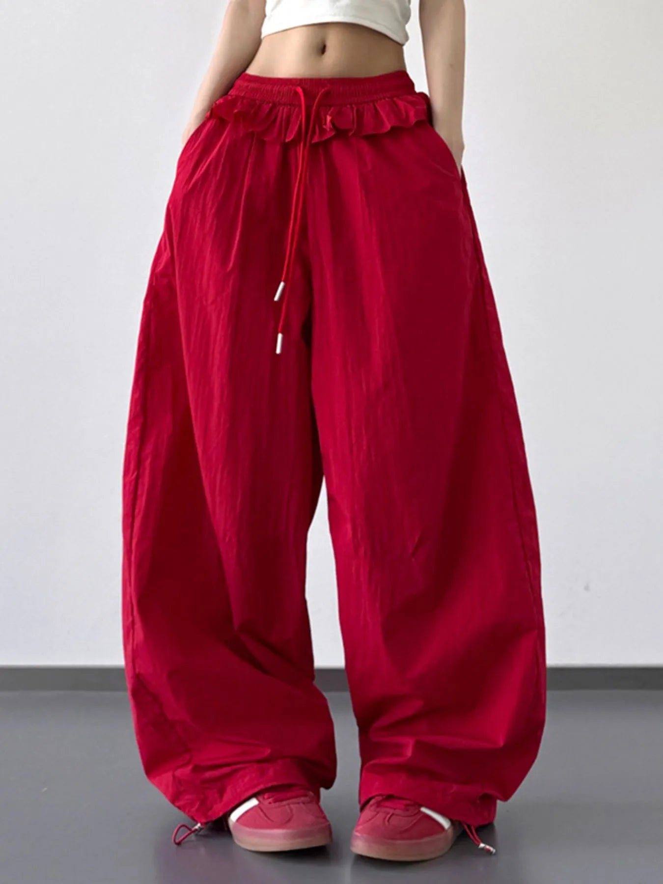 Drawstring Wide Leg Pants