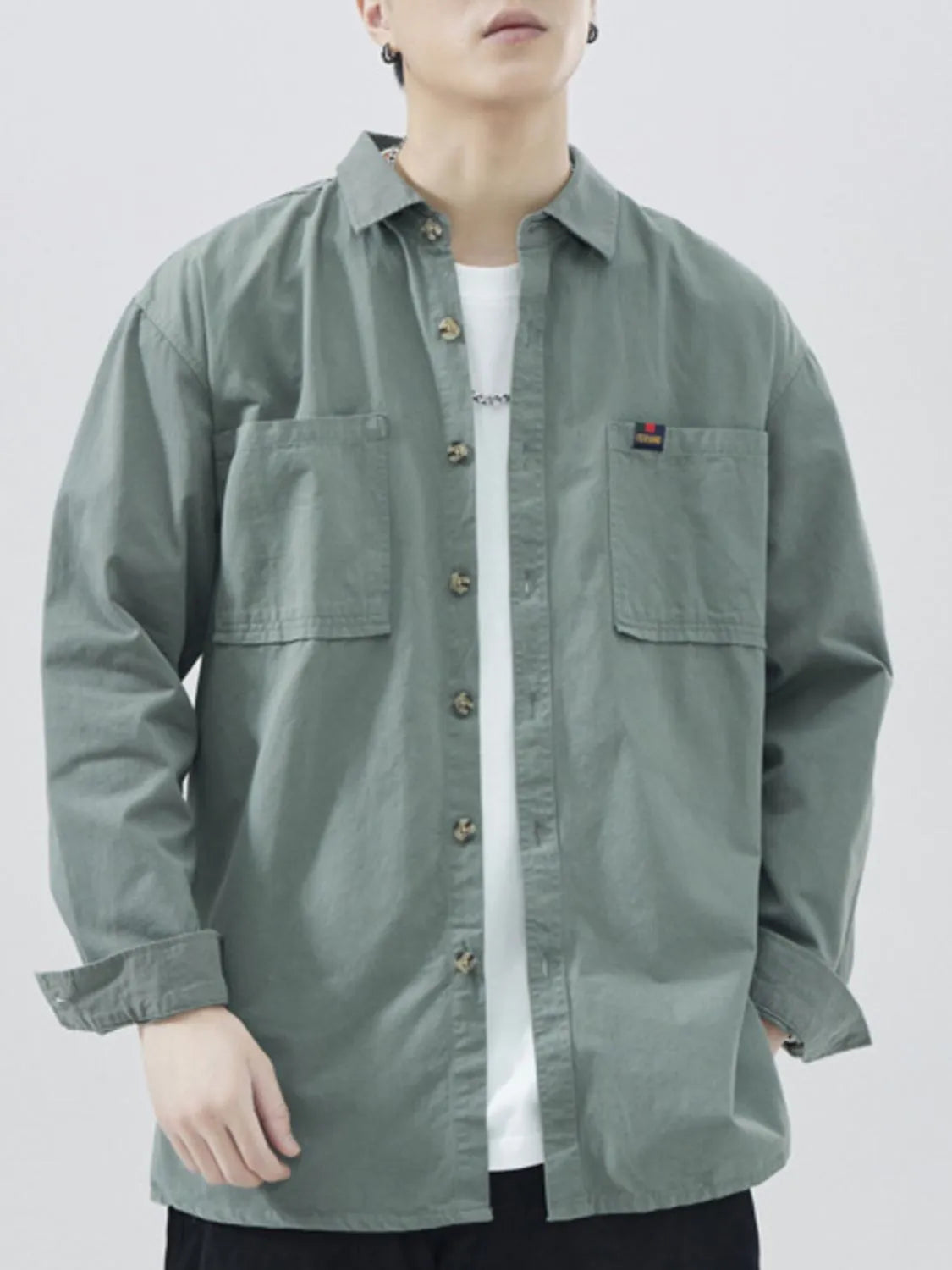Men's Plus Size Button Down Shirt with Chest Pocket