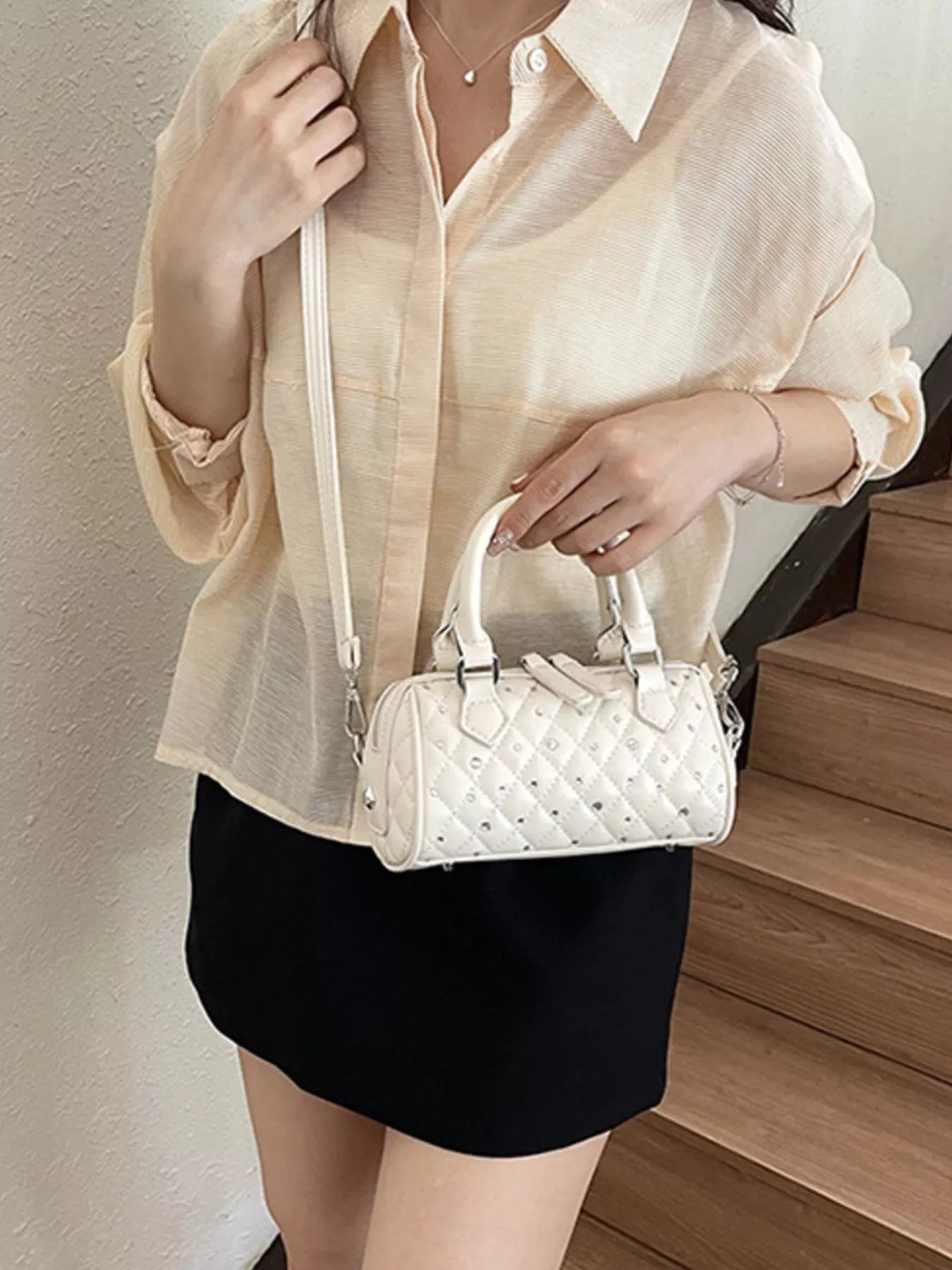 Quilted Barrel Handbag