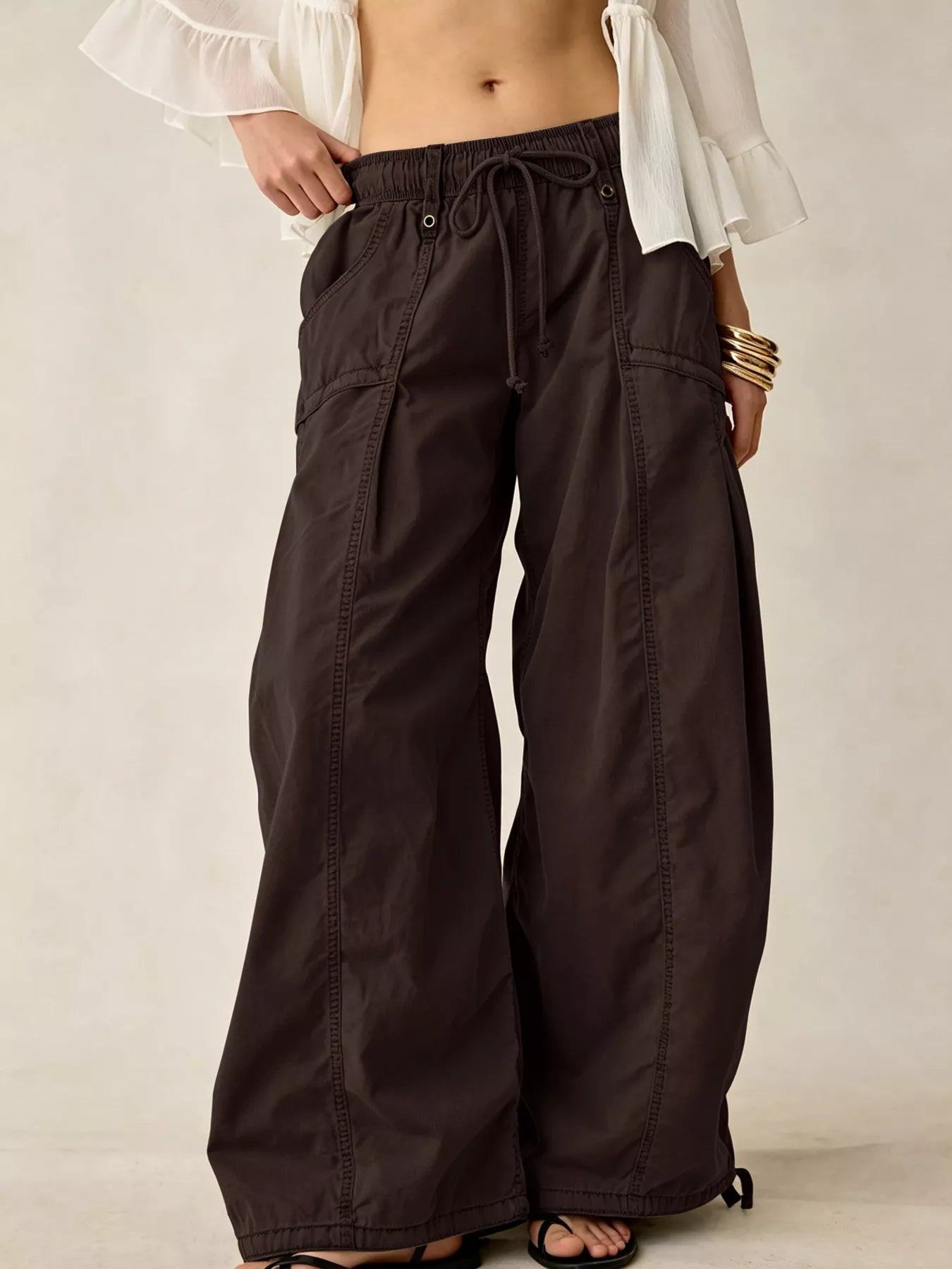 High-Waisted Cargo Wide-Leg Pants