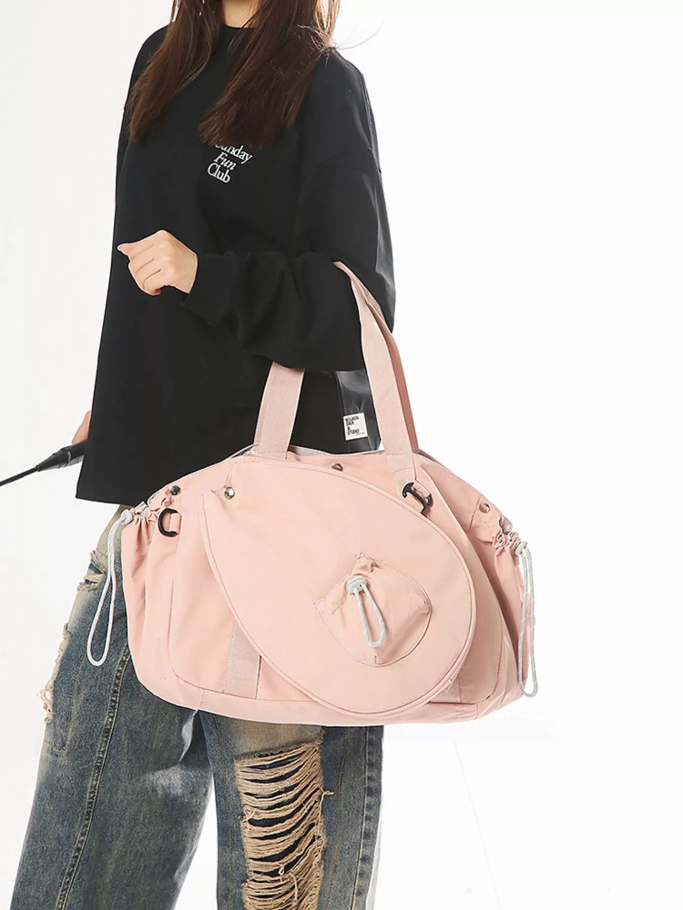Sporty Duffel Bag with Integrated Racket Holder