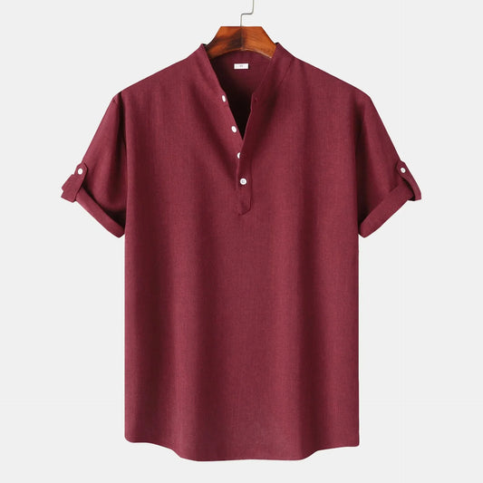 Men's Button Detail Short Sleeve Blouse