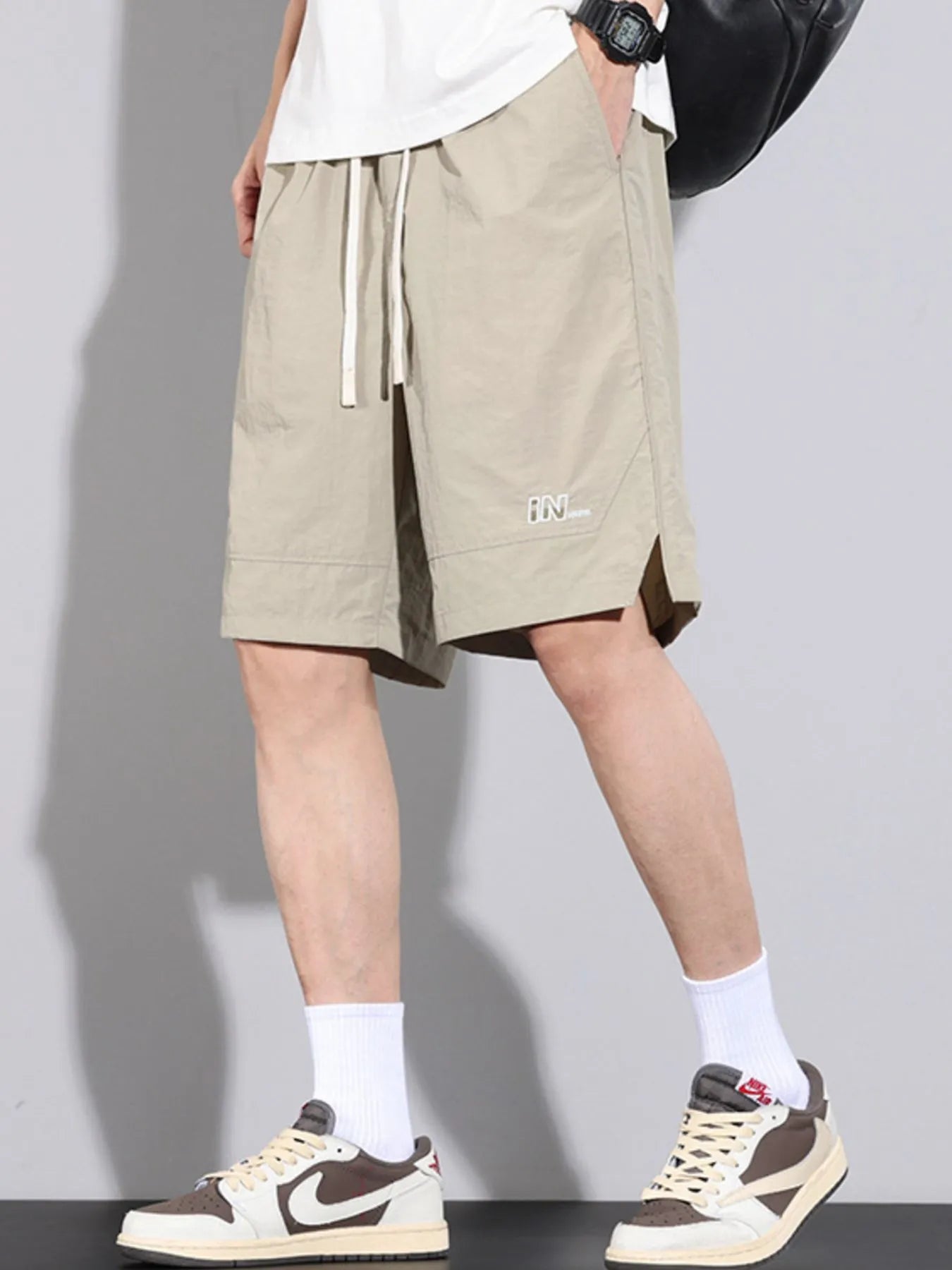 Men's Plus Size Drawstring Basketball Shorts with Side Pockets
