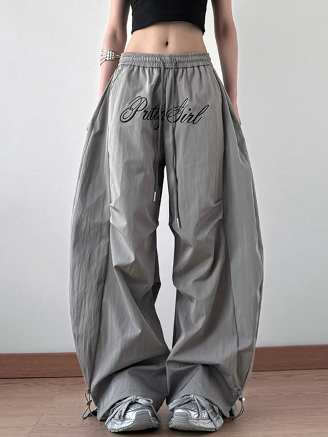 Drawstring Oversized Wide Leg Casual Pants