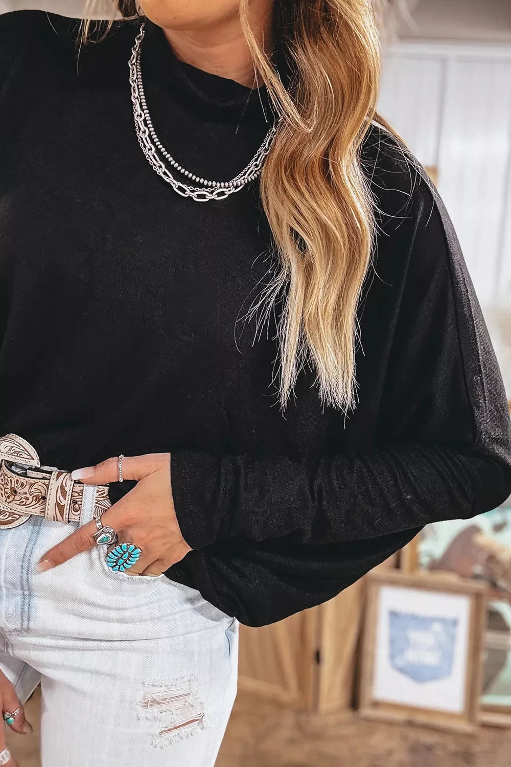 High Neck Long Sleeve Top