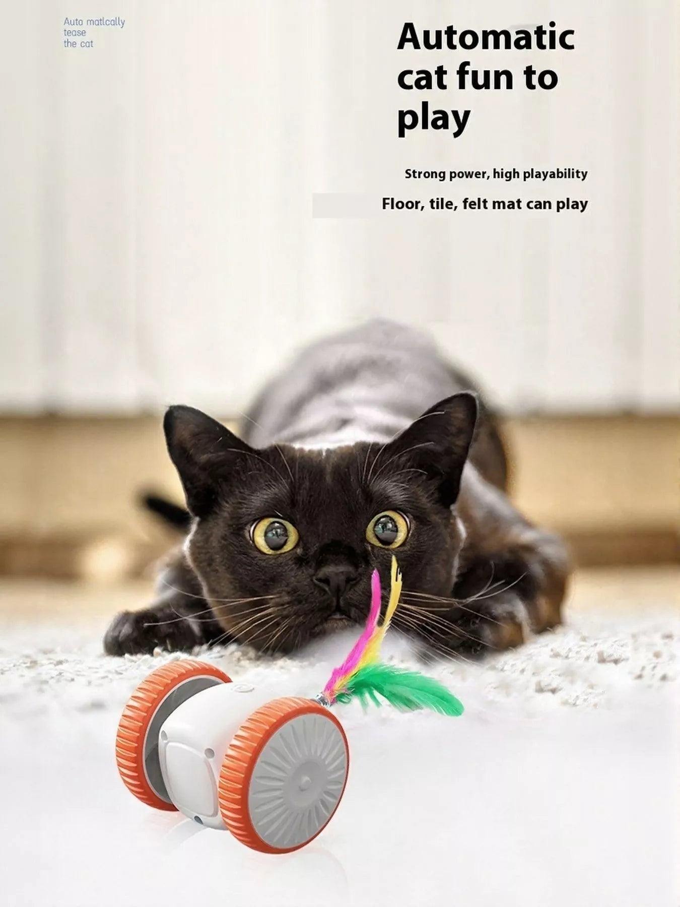 Interactive Self-Rotating Feather Pet Chase Toy