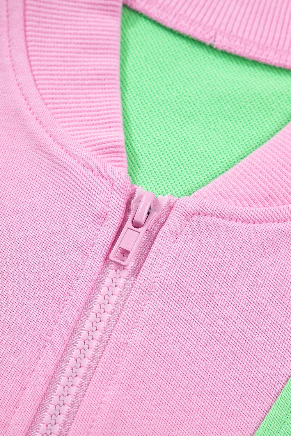 Color Block Accent Half Zip Top Athleisure Shorts Set