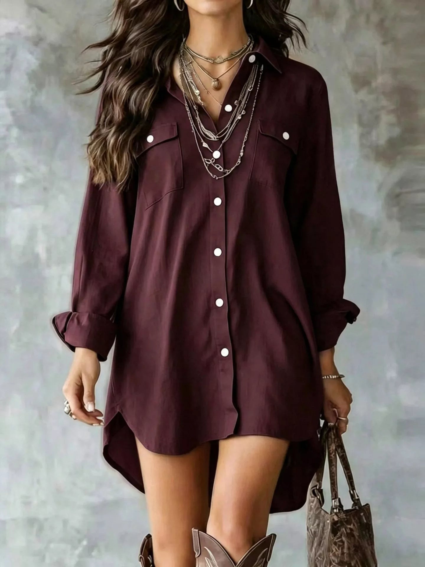 Casual Linen Shirt Dress with Pockets