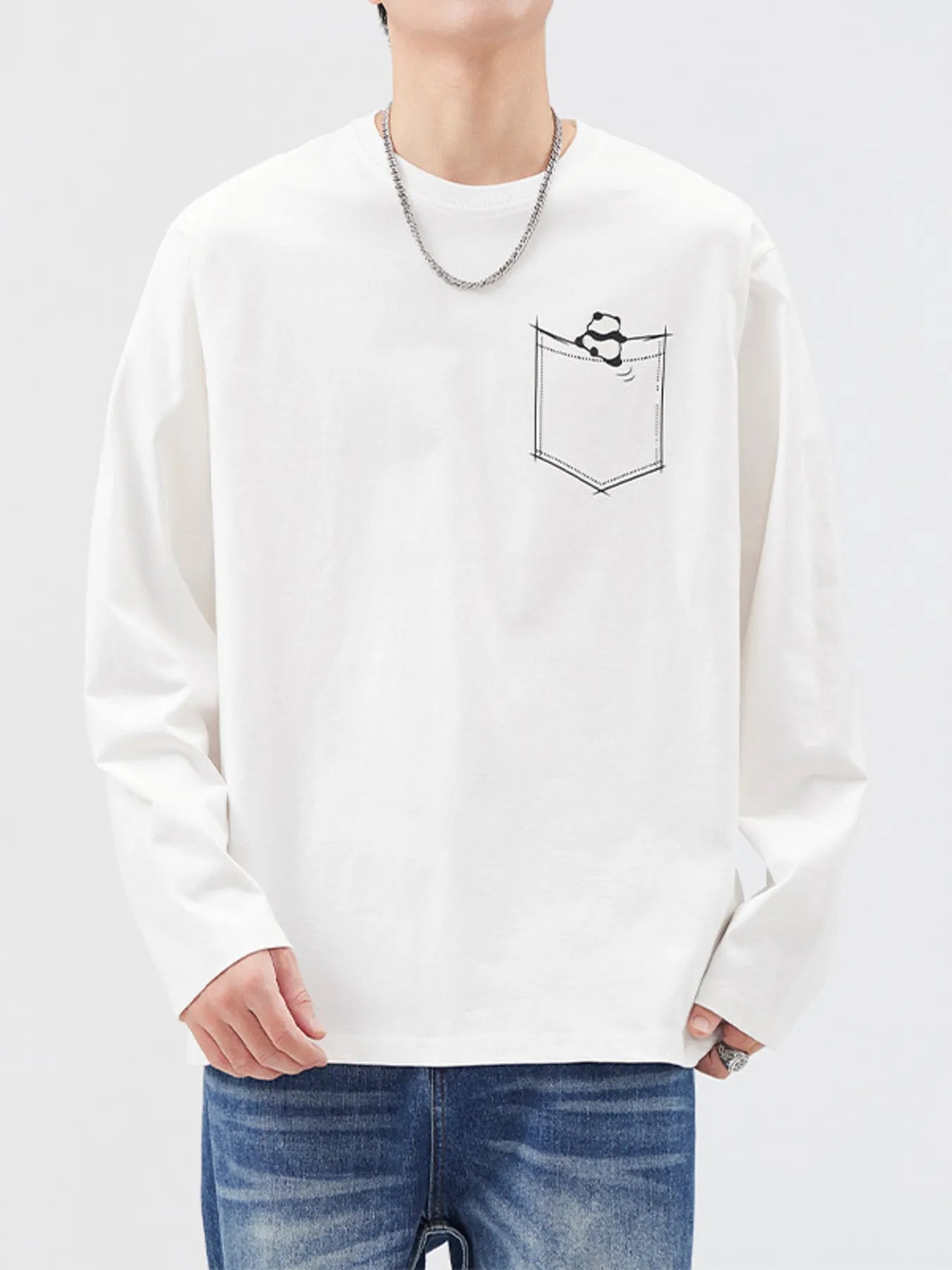 Men's Plus Size Round Neck Long Sleeve T-Shirt
