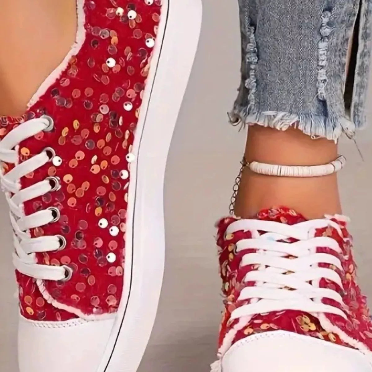 Sparkling Sequin Low-Top Sneakers