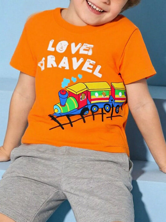 Children's 'Love Travel' Train Graphic T-Shirt