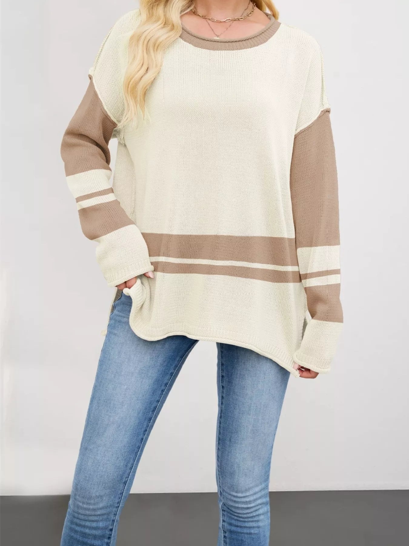 Striped Dropped Shoulder Sweater