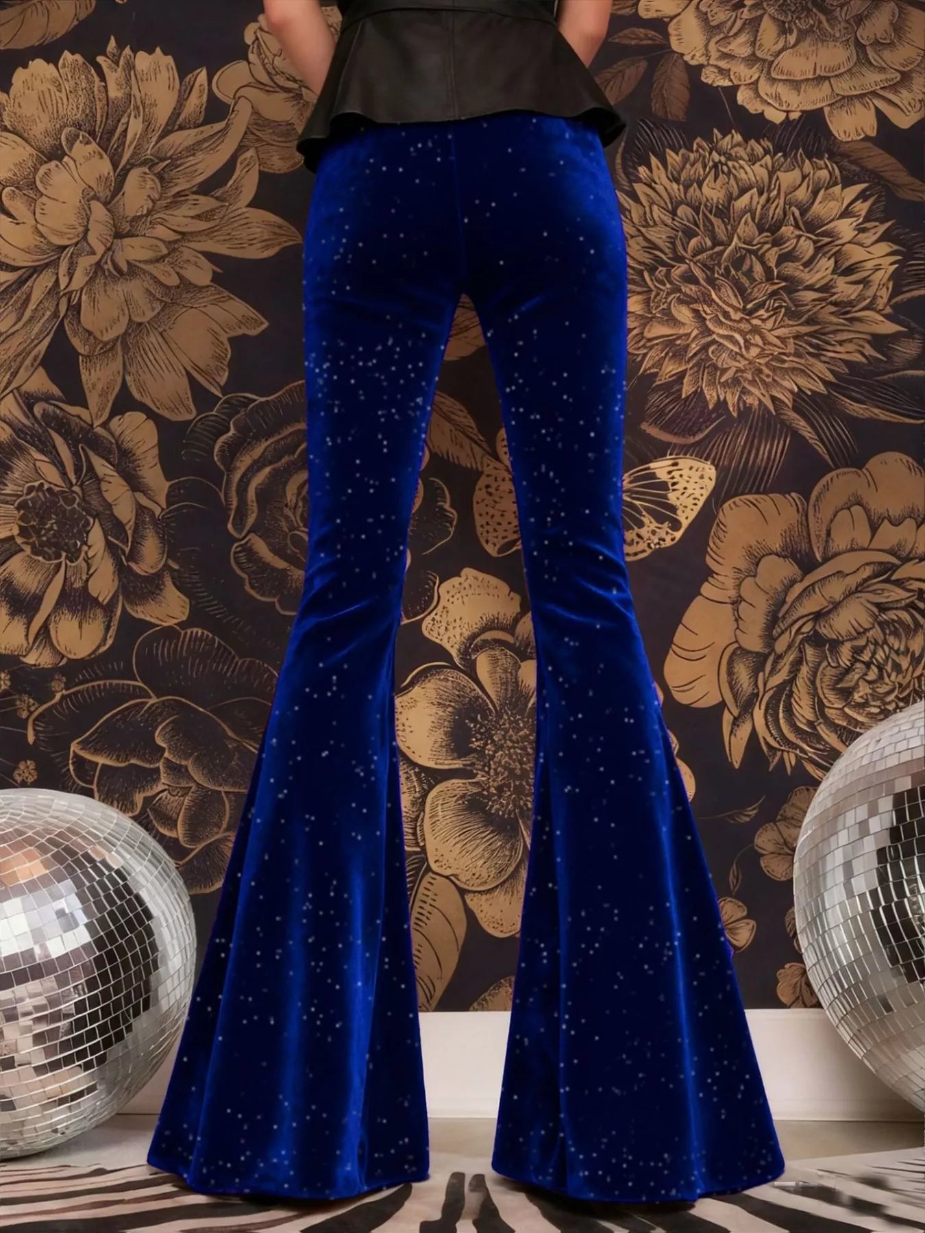 Velvet High Waist Flared Pants