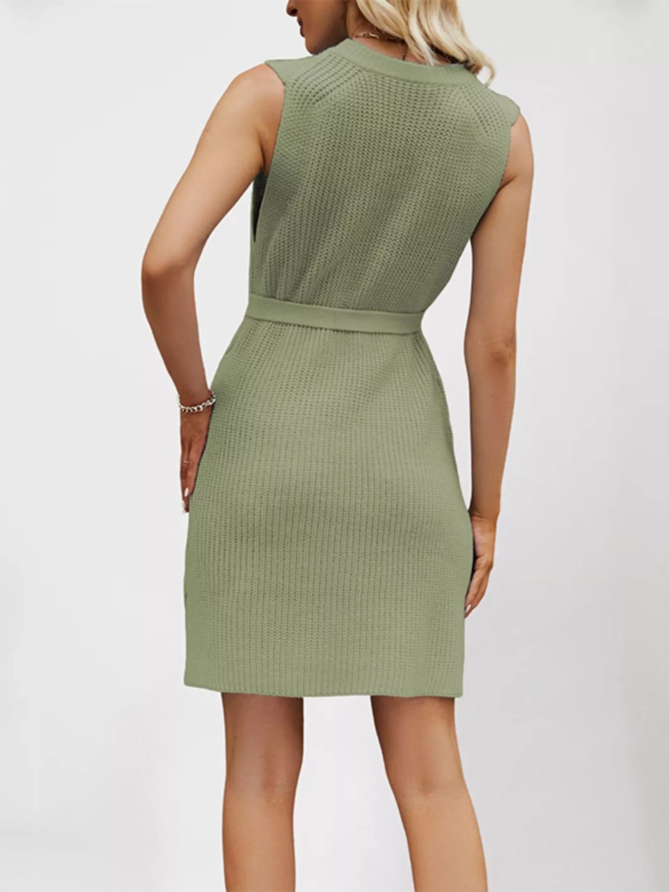 Round Neck Sleeveless Knit Mini Dress