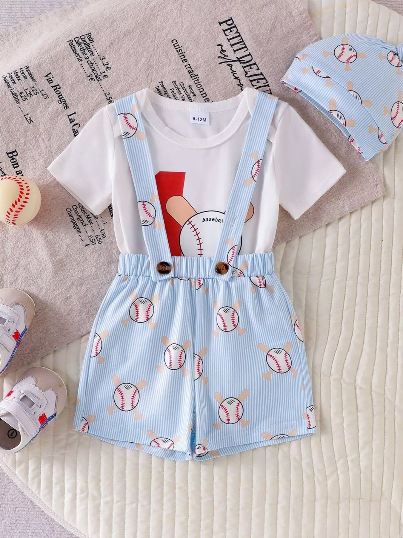 Children's Baseball Themed Bodysuit and Suspender Set