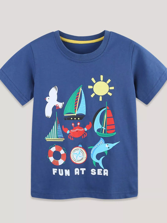 Children's Nautical Graphic Round Neck T-Shirt