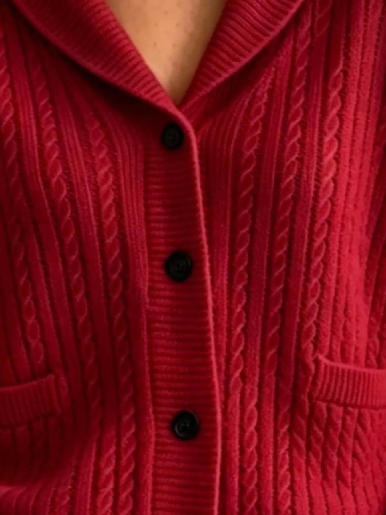 Full Size Shawl Collar Cable Knit Cardigan Plus Size
