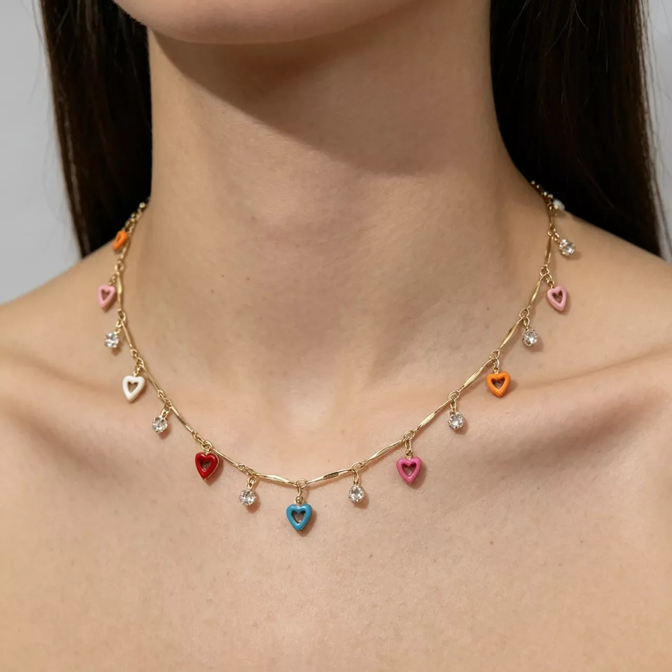 2 Piece Heart Charm Necklace