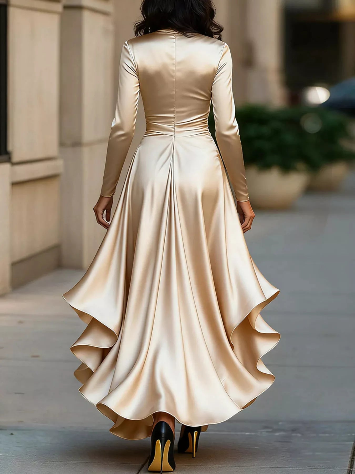 Elegant Wrap Dress with Ruffled Hem