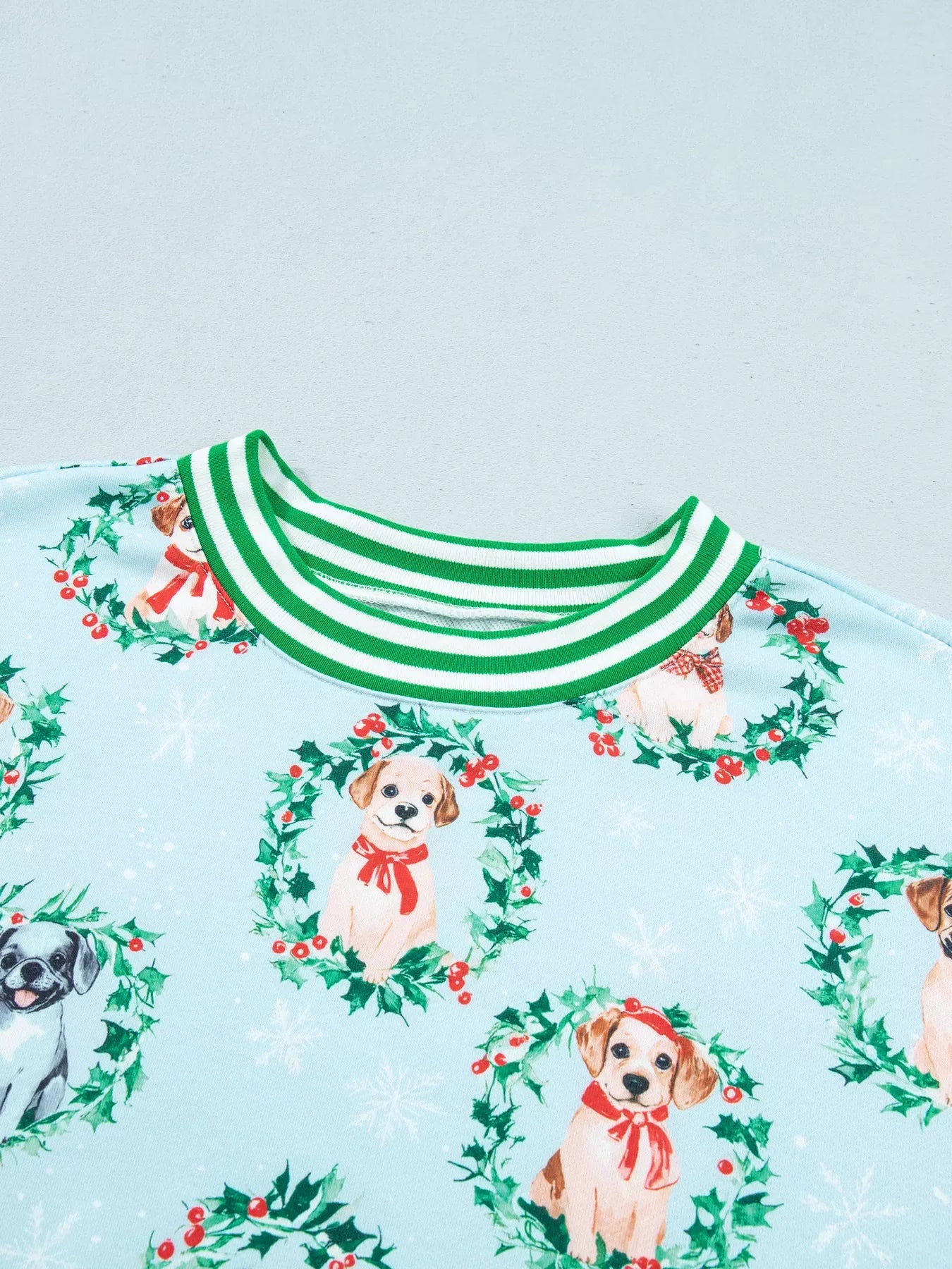 Abstract Dog Print Ribbed Cuff Round Neck Long Sleeve Sweatshirt