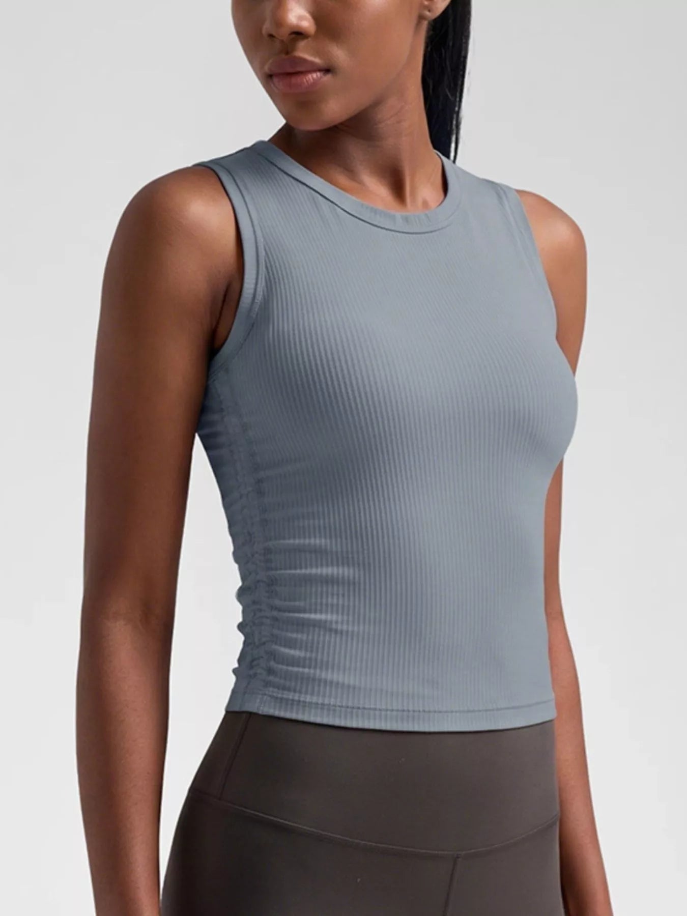 Ribbed Ruched Active Tank