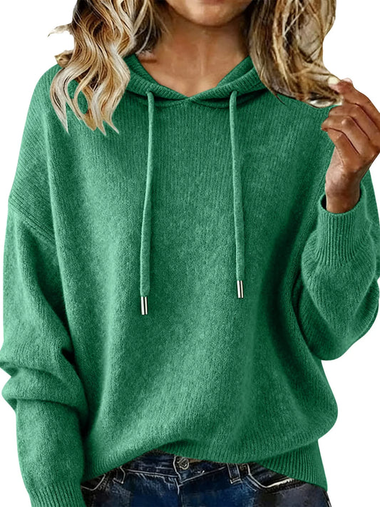 Drawstring Long Sleeve Hooded Sweater