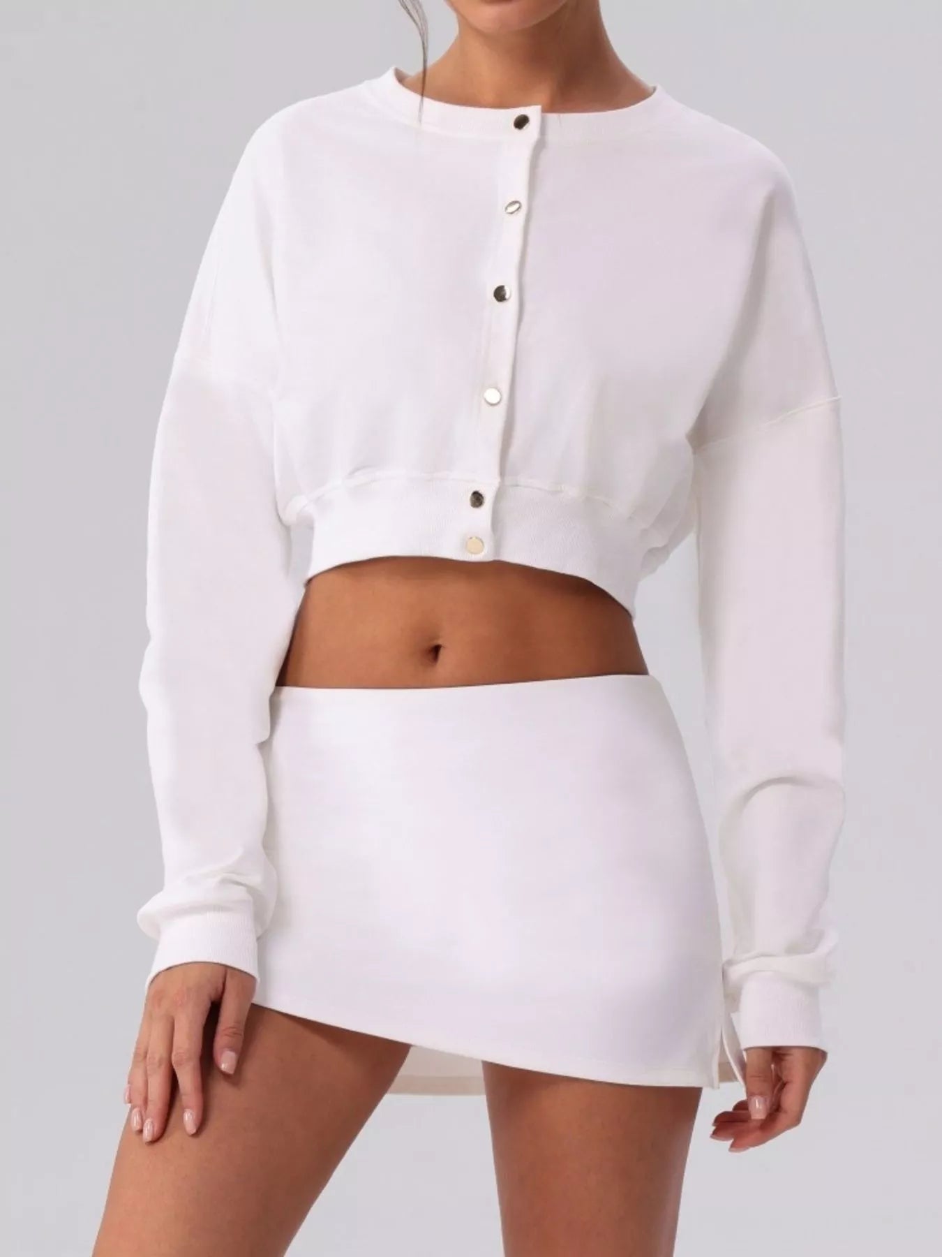 Cropped Button-Down Active Cardigan
