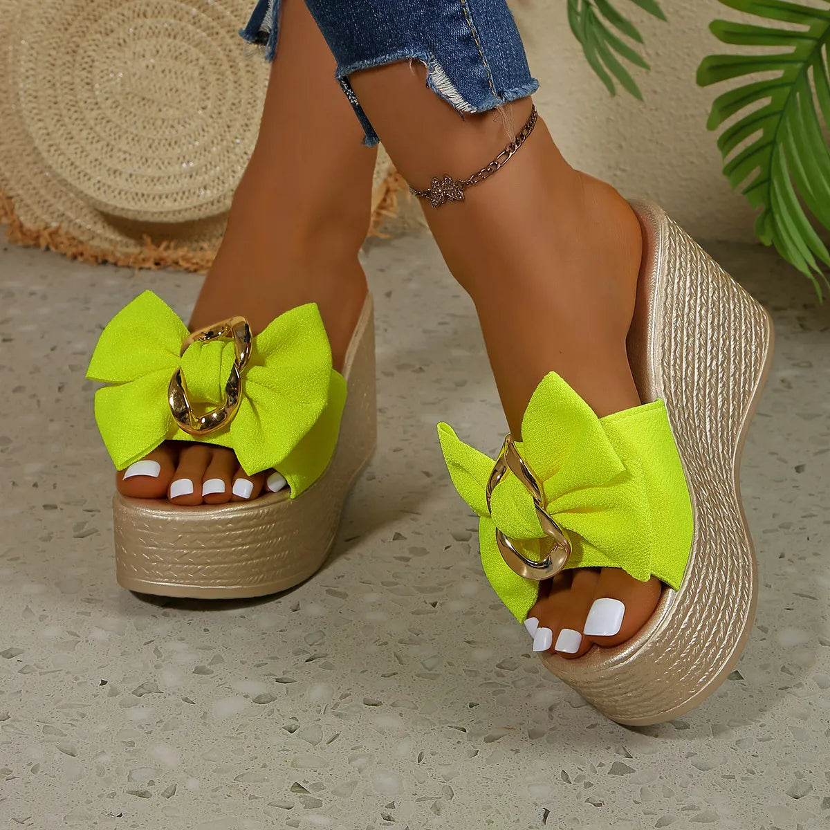Bow Open Toe Platform Sandals