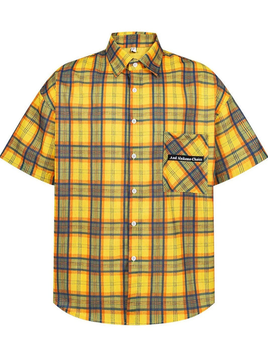 Men's Plaid Short Sleeve Button-Up Shirt