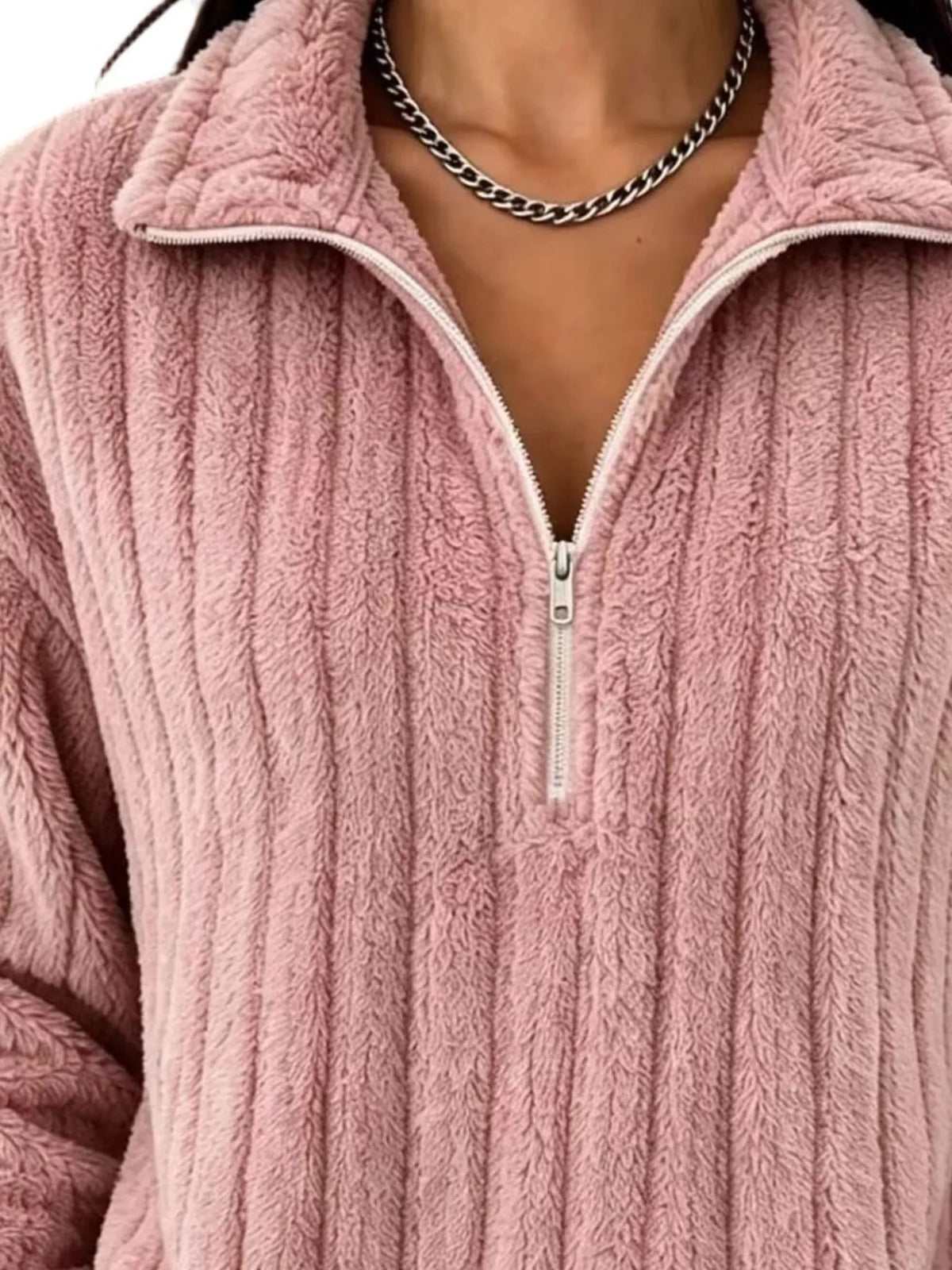 Quarter-Zip Dropped Shoulder Sweatshirt
