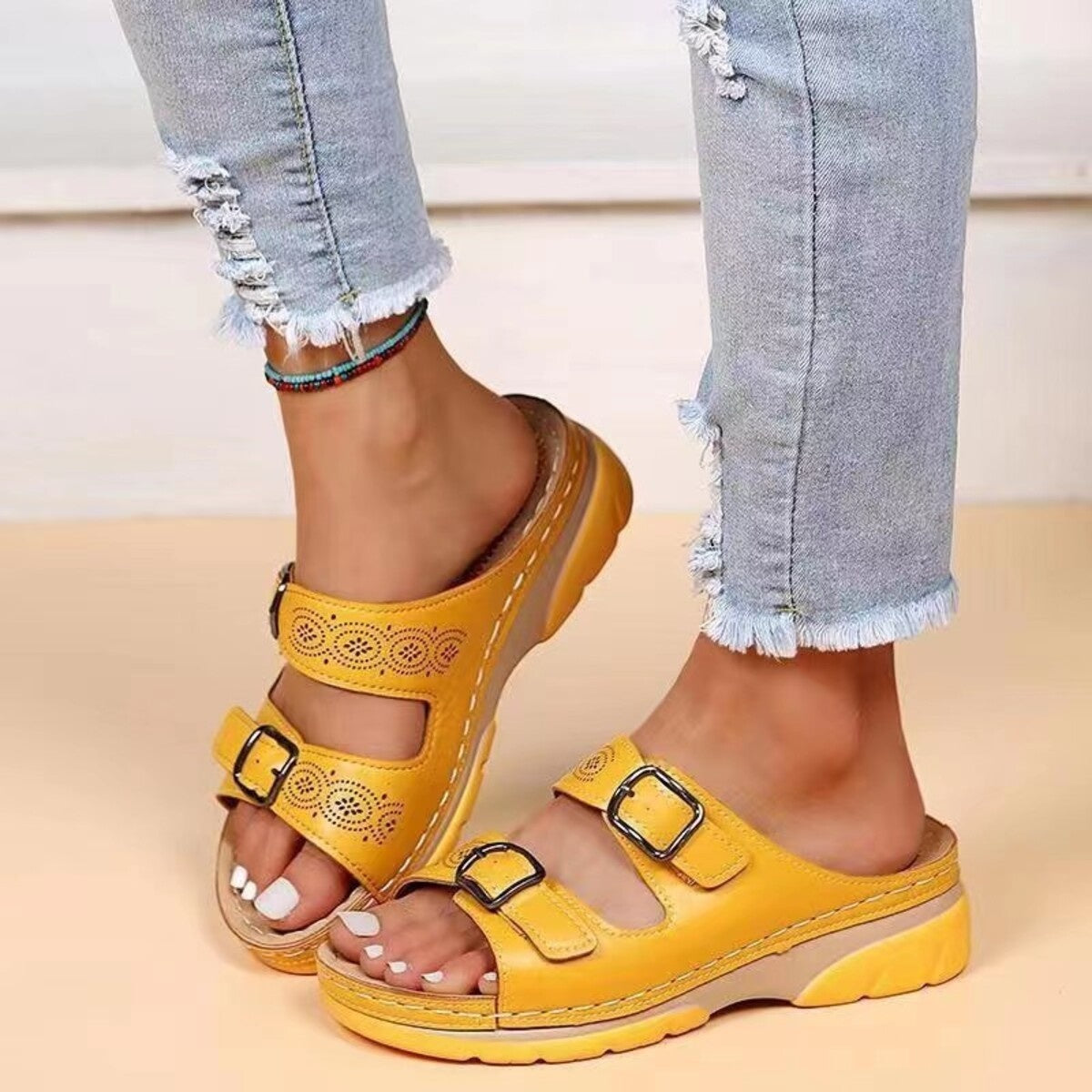 Double Buckle Open Toe Sandals