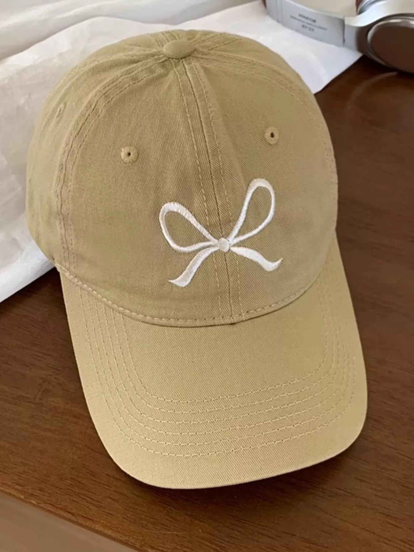 Embroidered Bow Baseball Cap