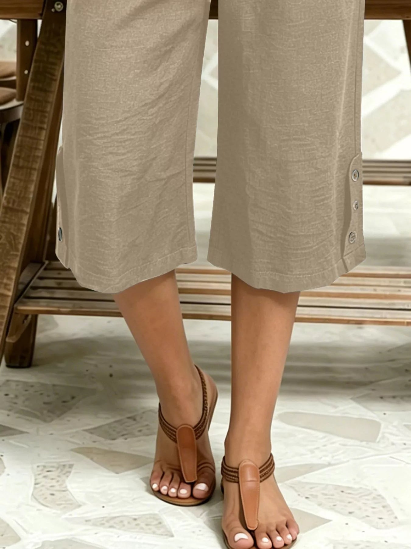 High-Waisted Drawstring Capris