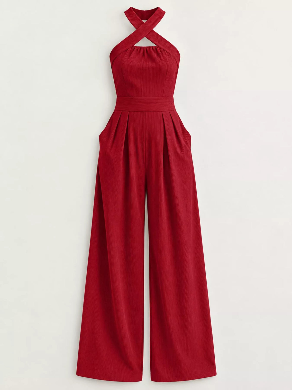 Full Size Halter Neck Wide-Leg Jumpsuit Plus Size