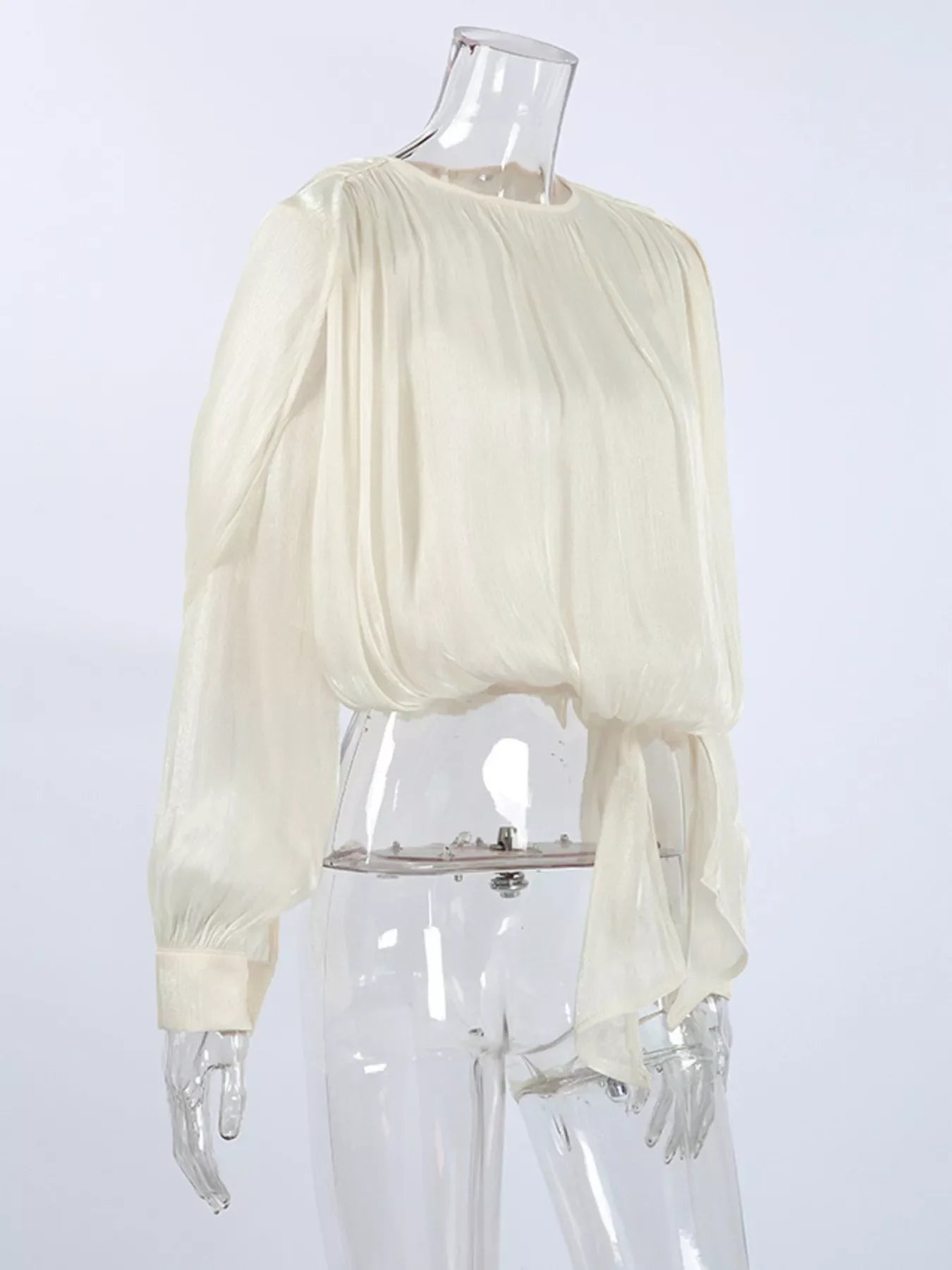 Tie-Front Detail Long Sleeve Blosue
