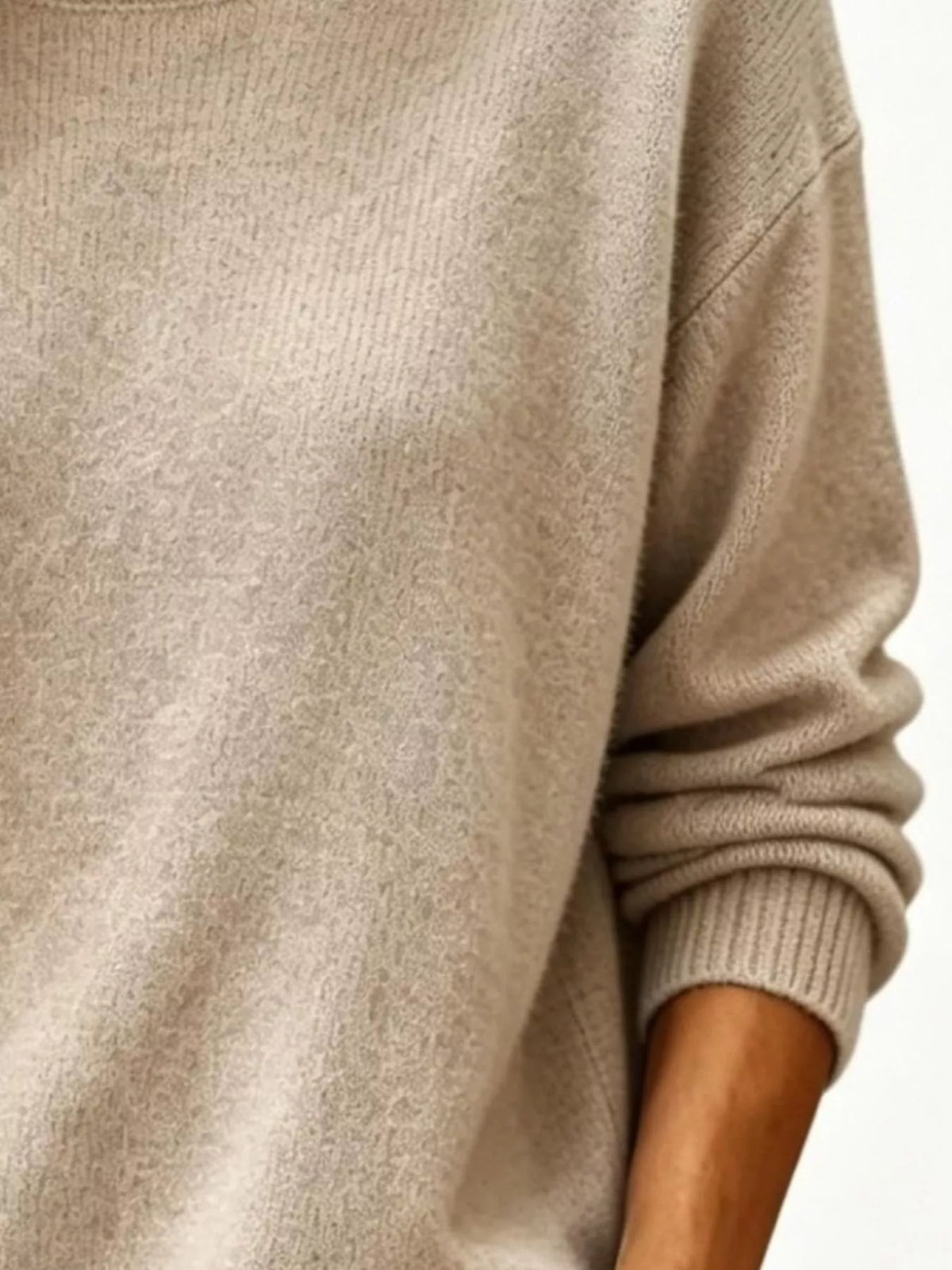 Full Size Round Neck Dropped Shoulder Sweater Plus Size