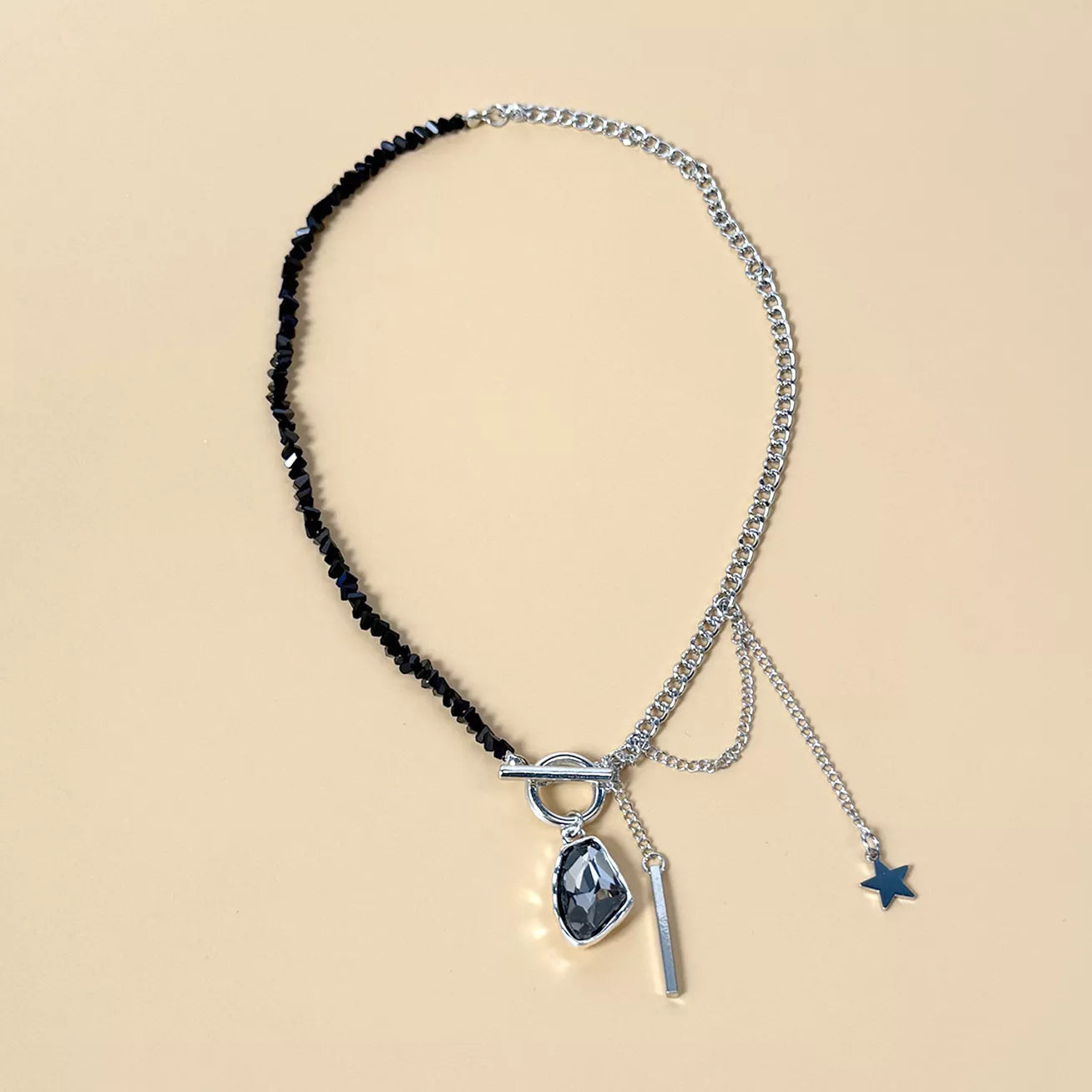 Gothic Punk Star Charm Toggle Necklace